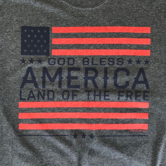 5 Star Gray Blue God Bless America Free T-Shirt - Picture 2 of 5